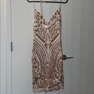 NWT Fashion Nova Nude/Rose Gold Sequin Dress